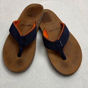 HARÍA MARI , Navy & Orange Men's Flip Flops 12 inches  maybe size 10-11